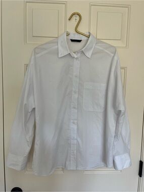 Zara Poplin White Shirt With Pocket Size XS